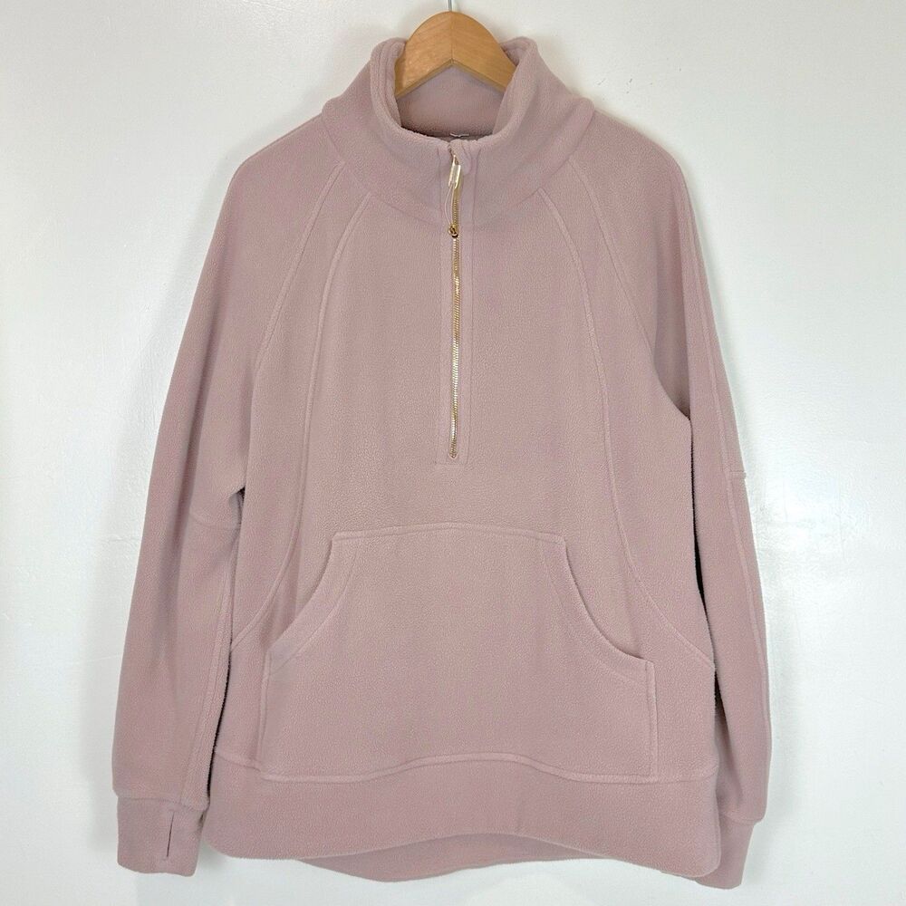 Lululemon Scuba Tumbled Fleece Funnel Neck Half Zip Long Adaptive Pink M/L Gold
